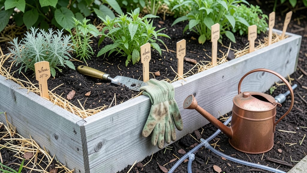 Raised Bed Herb Garden: Space-Saving Layout for Thriving Plants Year-Round