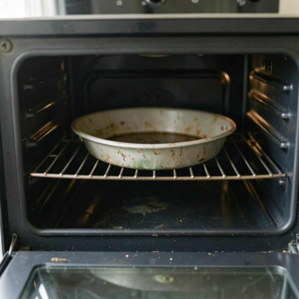 An ordinary home oven with one tin in it
